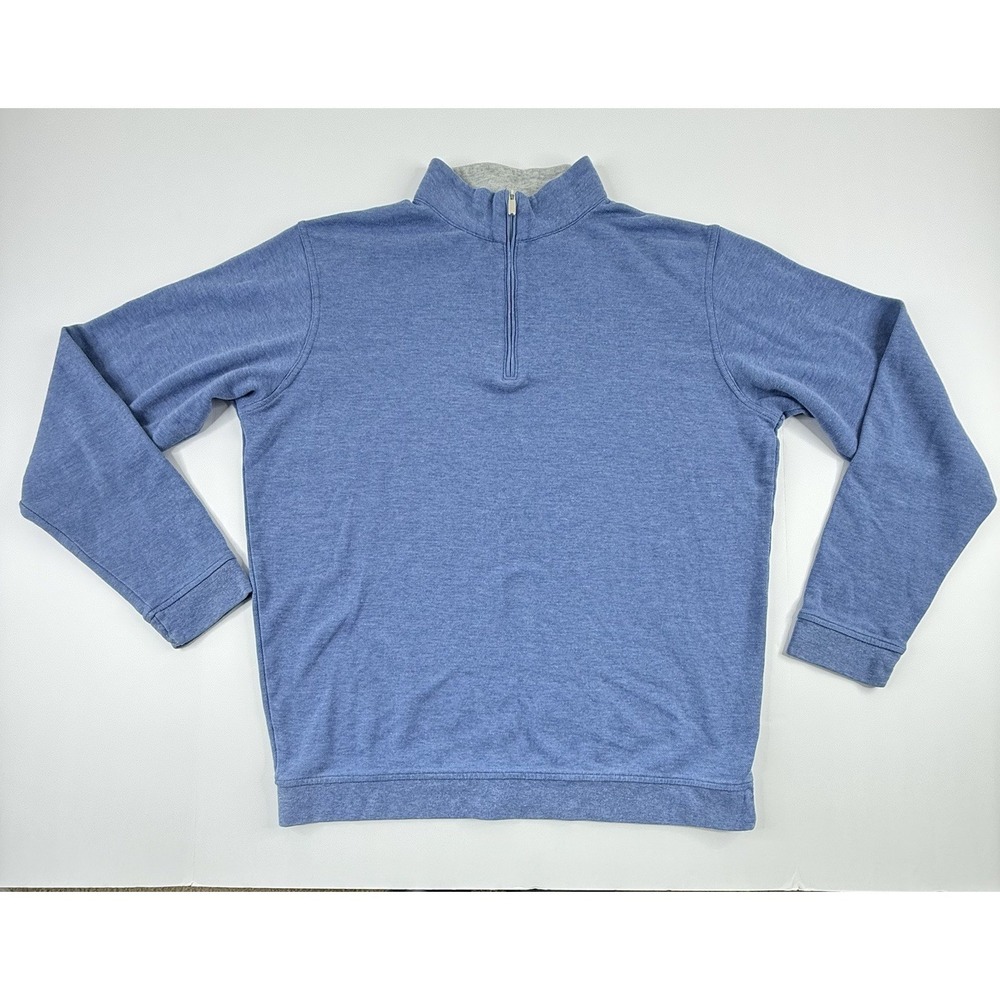 Peter Millar Crown Comfort 1/4 Zip Pullover Heather Blue Mens Medium Long Sleeve